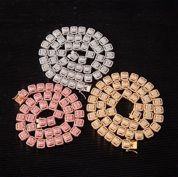 Brins Cordes vente hip-hop 1 m micro incrusté zircon pain chaîne carré échelle collier personnalisé cuivre bijoux pour hommes et femmes 231206