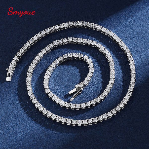 Strands Strings Smyoue 100% S925 Sterling Silver 4mm Tennis Chain Collier Sparkling Lab Diamond Fine Jewelry Certifié 221020