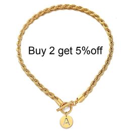 Brins Cordes En Acier Inoxydable Corde Lien Chaîne Initiale Lettre À Bascule Collier Pour Femmes Fille En Métal A Z Pendentif Ras Du Cou 230621