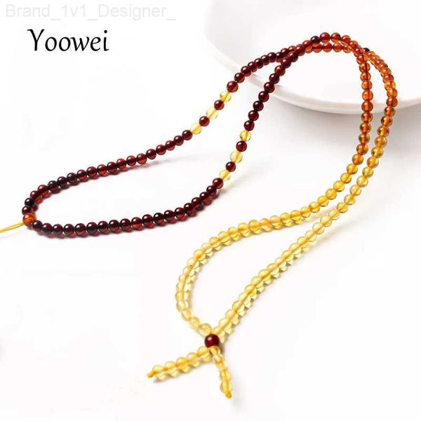 Strands Strings Yoowei 3 mm de 55 cm Collar de cadena de ámbar para mujeres Reducir genuinas Tiny Diy Bead % Real Natural Báltico Amber Joya Al por mayor L230806