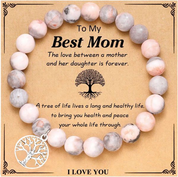 Strands to My Best Mom Stone Stone Tree of Life Bracelet Gifts For Mom / suegra Regalos significativos con tarjeta de mensaje