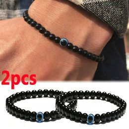 Brins bracelet turcs maléliques Black Natural Stone Beads Obsidian Men Braslet For Women Men Yoga Hand Bijoux Accessoires 1 / 3pcs