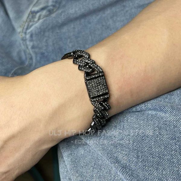 Brins Ulj hip hop bracelet de chaîne cubaine brillante femme noire violette verte glace diamant de bracelet punk bijoux 240424
