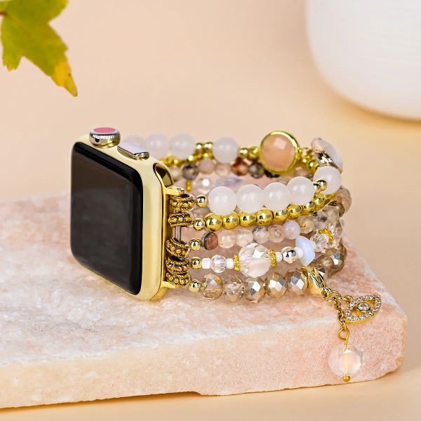 Brins Unique Design Cat Eye Stone Band élastique Smart Watch Band Boho Stone Bracelet pour Apple / Samsung / Fitbit Watch WholesaledRopshipping