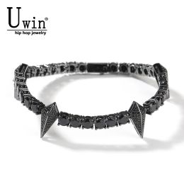 Brins Uwin Black Panther Bracelet Full Iced Out CZ Fashion Personnalisé de la chaîne de tennis 5 mm Bijoux punk