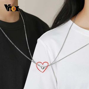 Strengen vnox 1 paar heren mgneti hartvormige ketting nooit vervagen charmant paar ketting 60 cm roestvrij staal Cubaanse ketting 240424