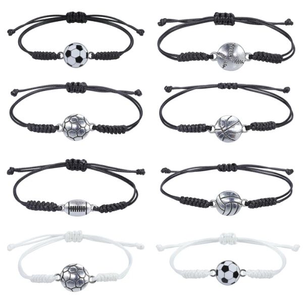 Strands Women Man Wax Línea de pulseras trenzadas Hechas a mano Baloncesto de baloncesto de fútbol Béisbol Hombres Bangle Bangle Kpop Joyería Ajustable Envío gratis