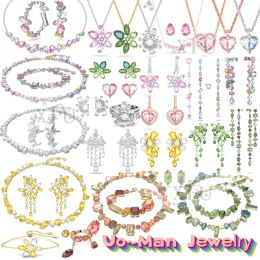 Strands XFU Gema Gema Fine Jewelry Set Gema Candy Shiny Crystal Fashion Pendientes para mujeres Pulseras Collar anillo Fiesta Banda de regalo Logo