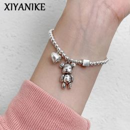 Brins xiyanike mignon ours coeur stretch corde bracelet perlé pour femmes fille mode nouveau bijoux sein ami cadeau de fête de cadeau