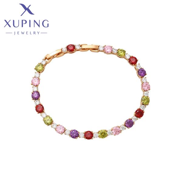 Strands Xuping Jewelry Fashion Charm Multicolor's Pulsera para mujeres Gold Color Regalo de cumpleaños X000645879