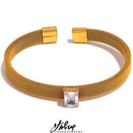 Brins yhpup ouverture texture en acier inoxydable 18 carats en or bracelet de chaîne de largeur plaquée bracelet olive vert blanc bijoux de bijoux à la mode