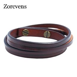 Brins Zorcvens Punk Vintage Bracelet pour hommes multicouche à la main bracelet en cuir tissé bracelet Bracelet Male Bijoux Malles