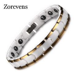 Bracelet de relation Zorcvens Strons pour femmes Bracelet d'alerte médicale en céramique avec une chaîne de mains saine aimant