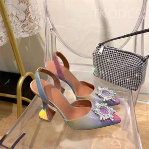 Sandalias de hebilla extrañas Coplets Crystal Heel High Women SEXY STATY STRAP TOE Summer Dress Fiest Shoes 4117