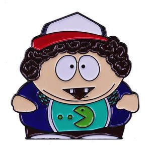 Badge de jeu Stranger Cartman Pin Pac-Man, série télévisée animée et Stranger Things, bijoux amusants Mash-up