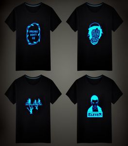 Stranger Things Kerstlamp Brief Fluorescerende Lichtgevende T-shirt Unisex Tops Vest Tees Korte mouw Heren Kinder T-shirt 2206111075090