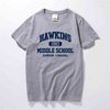 Étranger Choses Hawkins High School à manches courtes T-shirts T-shirts T-shirts 100% Coton Jersey Joggers 210706