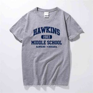 COSAS EXTRAÑAS Hawkins High School Camisetas de manga corta Camisetas Camisetas 100% algodón Jersey Joggers 210706