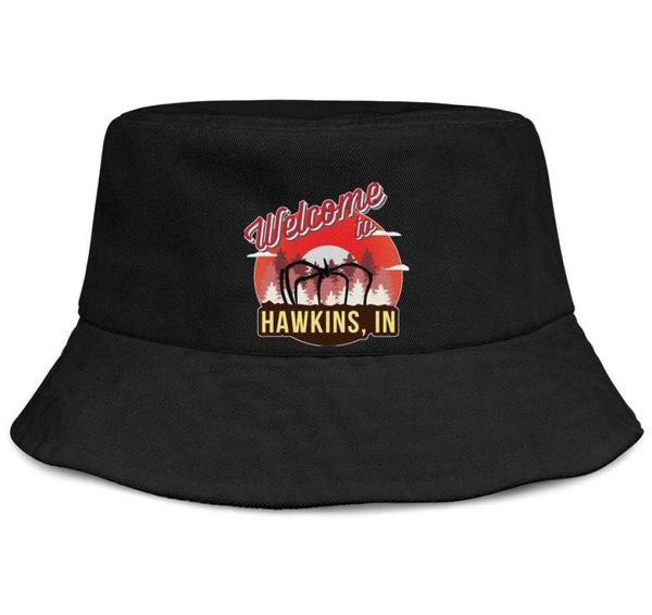 Stranger Things Bienvenido a Hawkins Logo negro mujer pesca cubo sombrero para el sol diseño equipo deportivo único clásico cubo suncap6177834