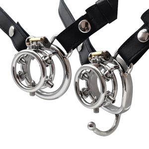 Sangle Bondage Ceinture en PU avec Cage à Coq à Pointes Dispositifs de Chasteté Masculine Anneaux de Pénis en Acier Inoxydable Adultes Jouets