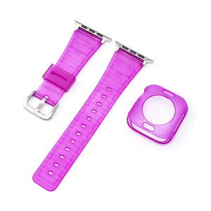 Strap + Case Transparent horlogeband voor Apple Watch Band 44mm 42mm 40mm 38mm Sport WRSitband Armband Iwatch Series SE 6 5 4 3 Slimme accessoires