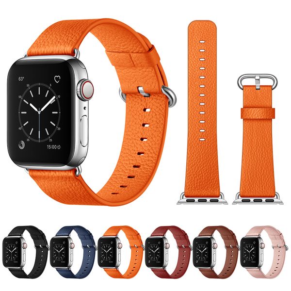 Correa de reloj inteligente para Apple Watch Correa de reloj de cuero genuino compatible con iWatch series 12345678 hombres mujeres 38MM 42MM 40MM 44MM pulseras de repuesto