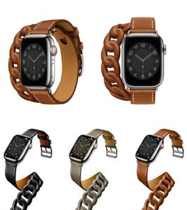 Correa para reloj de 1/2/3/4/5/6/SE/7 generación, pulsera de cuero Premium de doble recorrido para negocios, iWatch (40mm 44mm)2694345