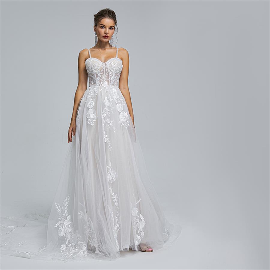 New Wedding dress strap fresh flowers bride temperament light luxury ST004