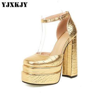 Strap yjxkjy 680 jurk super dikke hoge hakken platforms pumps dames lente zomer ondiep feest dikke schoenen dames sandalen 230822 c