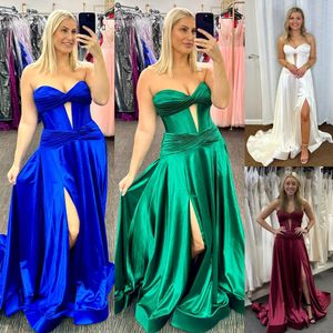 Strapless Coset Schoolfeest Jurk Keyhole Hoge Split Optocht Winter Lente Formeel Evenement Avond Feest Catwalk Black-Tie Gala Oscar Hoco Jurk Bruiloftsgast Meid Babyshower