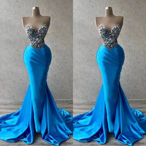 Strapless 's avonds glamoureuze pailletten veer zeemeermin prom jurken mouwloos op maat gemaakt voor formele feestjurken plus maat