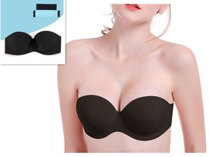 Soutien-gorge intime sans bretelles soutien-gorge invisible sans couture 1/2 tasse Push Up doux femmes dames robe sous-vêtements de fête de mariage 2 pièces