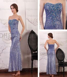 Vestidos de fiesta de noche morados de lujo sin tirantes, lentejuelas, diamantes de imitación azules, cuentas, imágenes reales reales Dhyz 017896877