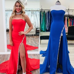 Strapless Galajurk 2k24 Strass Choker Chiffon Cape Dame Optocht Winter Formele avonden Cocktailparty Hoco Galajurk Sherri Hoge split Moeder van de Bruid Koninklijk