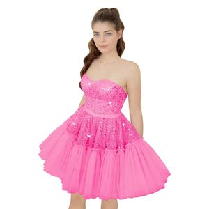 Strapless Short Prom -jurken 2024 Sweetheart Tulle Homecoming voor tieners kralen dama jurk prom amz