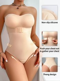 Body shortie sans bretelles pour femmes Contrôle du ventre Shapewear Hipster Sculpt Body Shaper 240425