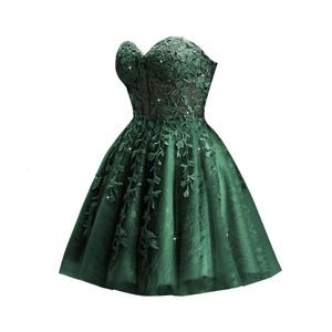 Strapless Sweetheart Short Prom Sparkly Tulle Homecoming -jurken voor tieners Corset Lace Quinceanera Dress Prom Amz