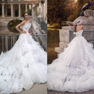 Vestidos De Novia hinchados sin tirantes, Vestido De Novia Sexy De corte A con apliques De cuentas, Vestido De volantes escalonados, Vestido De Novia pplique