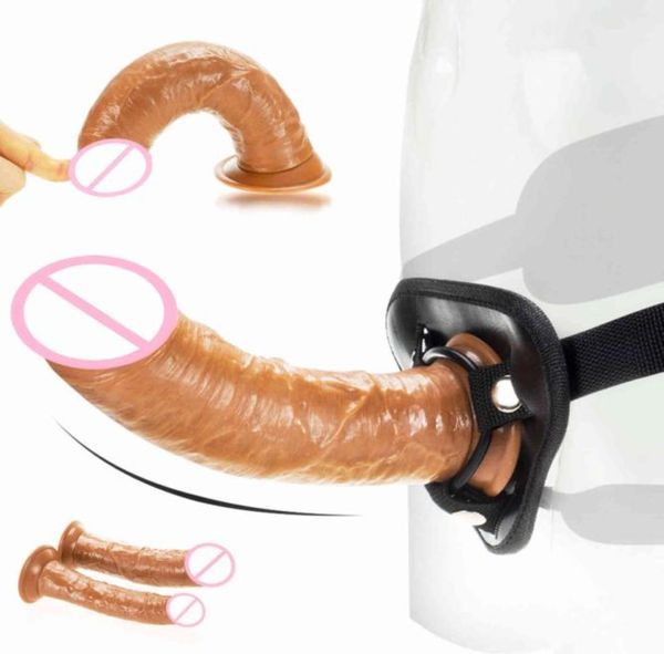 Strapon Dildo réaliste pour les femmes Skin Selon les masturbateurs de pénis énormes Dildos Belt Aspiration Clit Stimulation SEXE TOYS8858503