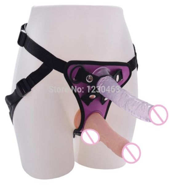 Strapon Realista Consolador Pantalones Arnés para hombres Pantalones Correa Ons Consoladores dobles con anillos Arnés Cinturón Disfraces eróticos Juguetes sexuales Y20116745955