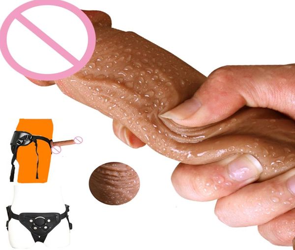 Strapon Silicone Gode Réaliste Gros Phallus Énorme Gode Pénis En Caoutchouc Avec Ventouse Pénis Adulte Jouets Sexy Pour Femme Lesbienne Y1919930042