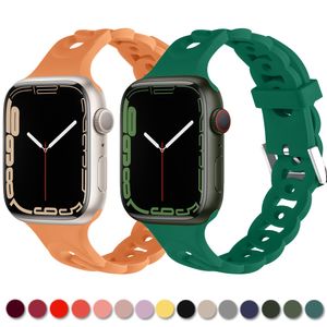 Straps Band O O O Chain Silicone Ring Breathable Wristband Luxury Bands for Apple Watch 38/40/41mm 42/44/45/mm Strap for iWatch Series 2 3 4 5 6 7 8 SE Ultra