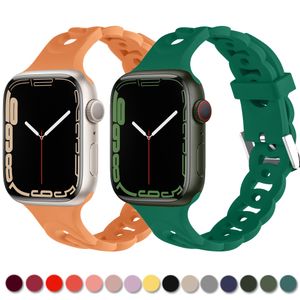 Banden band o o o ketting siliconen ring ademende polsband luxe banden voor Apple Watch 38/40/41mm 42/44/45/mm band voor IWatch Series 2 3 4 5 6 7 8 SE Ultra