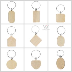 Sangles Porte-clés de voiture en bois personnalisé Logo Porte-clés Porte-clés vierge Vente en gros Personnalisation personnalisée Conception Porte-clés en bois pour cadeau promotionnel