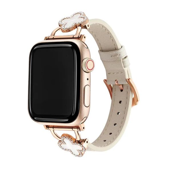 Bracelets Mode PU cuir trèfle à quatre feuilles concepteur bracelet de montre sangles intelligentes pour Apple Watch Band Ultra 38mm 44mm 45mm iwatch Band Series