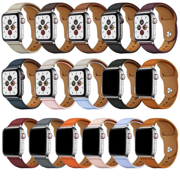 Correas para Apple Watch Band Reemplazo 38 mm 40 mm 41 mm 42 mm 44 mm 45 mm Correa de cuero de grano superior Compatible para hombres Mujeres iWatch Series 8 7 6 5 4 SE