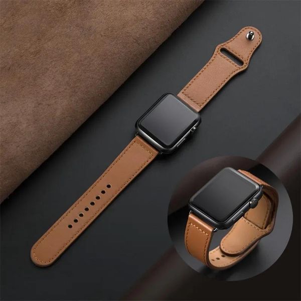 Bracelets Bracelet à boucle en cuir véritable pour Apple Watch Ultra 49mm bande série 8 7 41mm 45mm Apple Watch SE 6 5 4 3 40mm 44mm 42mm 38mm bande