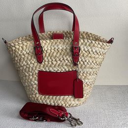 Sac de paille Panier Sacs fourre-tout Tissé à la main Sac à bandoulière Sac à bandoulière Sacs de plage Sacs à provisions Sac à main de luxe Designer Femmes Totes Sac à main Top Qualité Détachable Large Sangle