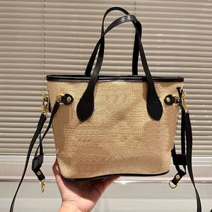 Bolso de paja Bolsos de compras Bolso de cubo Bolso de mano de tejido de diseñador Bolsos de playa Bolso de mujer Bolsos de hombro tipo bandolera Mini monedero Gran capacidad Bolso de calidad de cuero de rafia