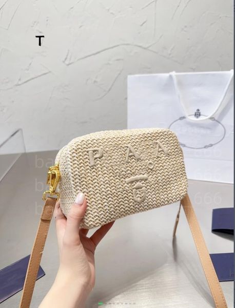 Bolso de paja, bolso de hombro de diseñador de instantáneas, bolso de playa para mujer, bolsos cruzados para cámara, bolsos tejidos a la moda